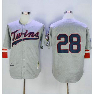 MLB Twins 28 Bert Blyleven Grey 1969 Mitchell and Ness Throwback Men Jersey