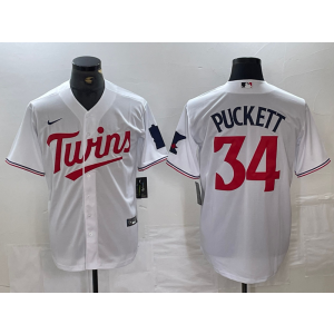 MLB Twins 34 Kirby Puckett White Nike Cool Base Men Jersey