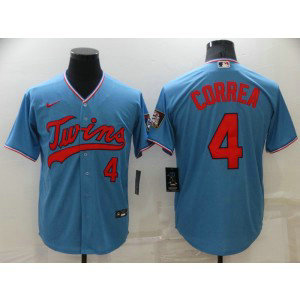 MLB Twins 4 CARLOS CORREA Blue Nike Cool Base Men Jersey