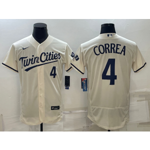 MLB Twins 4 CARLOS CORREA Cream Nike Flexbase Men Jersey