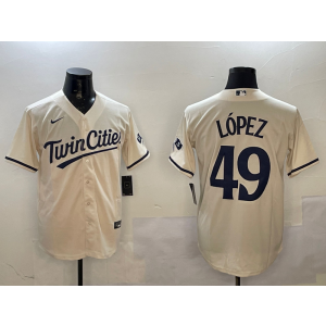 MLB Twins 49 Lopez White City Nike Cool Base Men Jersey