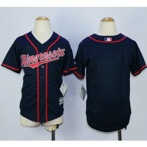 MLB Twins Blank Navy Blue Cool Base Youth Jersey