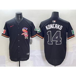MLB White Sox 14 Paul Konerko Black Mexico Nike Cool Base Men Jersey