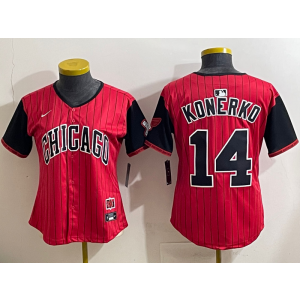 MLB White Sox 14 Paul Konerko Red Black 2025 City Connect Nike Cool Base Women Jersey