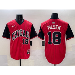 MLB White Sox 18 Pilsen Red Black 2025 City Connect Nike Cool Base Men Jersey
