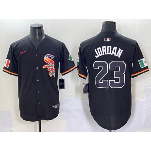 MLB White Sox 23 Jordan Black Mexico Nike Cool Base Men Jersey