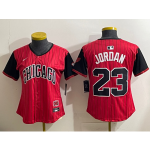 MLB White Sox 23 Michael Jordan Red Black 2025 City Connect Nike Cool Base Women Jersey