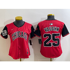 MLB White Sox 25 VAUGHN Red Black 2025 City Connect Nike Cool Base Women Jersey