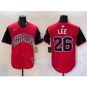 MLB White Sox 26 Lee Red Black 2025 City Connect Nike Cool Base Men Jersey