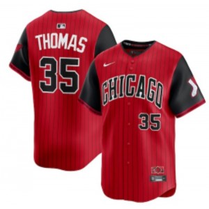 MLB White Sox 35 Frank Thomas Red Black 2025 City Connect Nike Cool Base Men Jersey