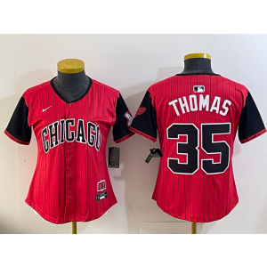 MLB White Sox 35 Frank Thomas Red Black 2025 City Connect Nike Cool Base Women Jersey