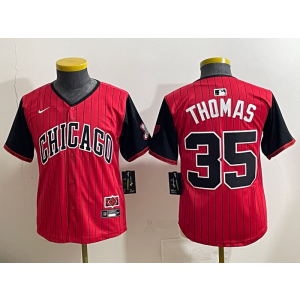 MLB White Sox 35 Frank Thomas Red Black 2025 City Connect Nike Cool Base Youth Jersey