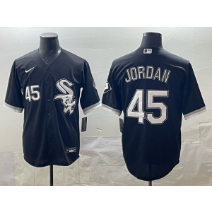 MLB White Sox 45 Jordan Black Nike Cool Base Men Jersey