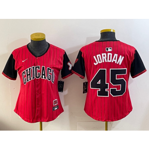 MLB White Sox 45 Michael Jordan Red Black 2025 City Connect Nike Cool Base Women Jersey
