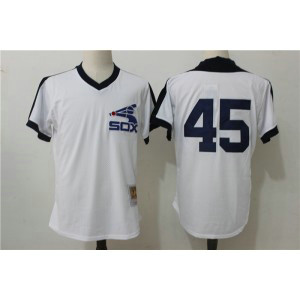MLB White Sox 45 Michael Jordan White Mitchell and Ness Throwback Men Jersey