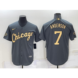 MLB White Sox 7 Tim Anderson Charcoal 2022 All-Star Cool Base Men Jersey