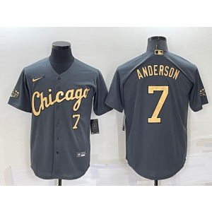 MLB White Sox 7 Tim Anderson Charcoal 2022 All-Star Nike Cool Base Men Jersey