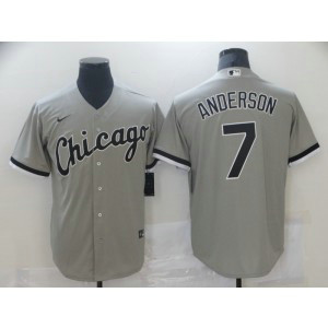 MLB White Sox 7 Tim Anderson Grey Cool Base Men Jersey