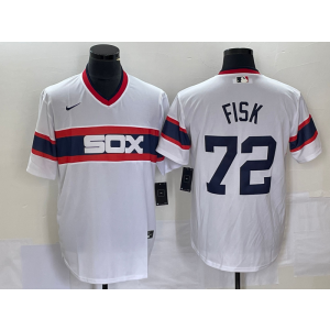 MLB White Sox 72 Carlton Fisk White Nike Cool Base Men Jersey