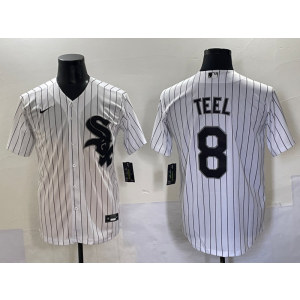 MLB White Sox 8 Teel White Nike Cool Base Men Jersey