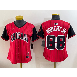 MLB White Sox 88 Luis Robert Jr. Red Black 2025 City Connect Nike Cool Base Women Jersey