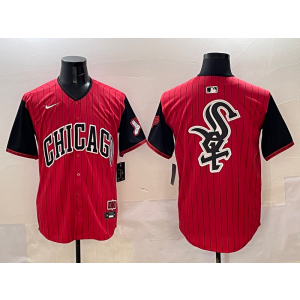MLB White Sox Red Black Team Logo Nike Cool Base Men Jersey