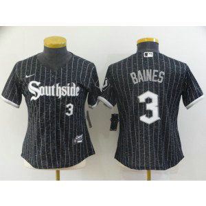 MLB White Sox Southside 3 Harold Baines Black 2021 City Connect Nike Cool Base Women Jersey