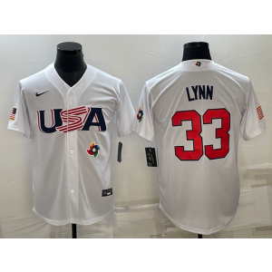 MLB White sox 33 LYNN White 2023 World Series Cool Base Men Jersey
