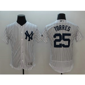 MLB Yankee 25 Gleyber Torres White Flexbase Men Jersey