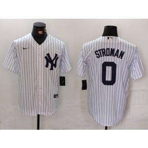 MLB Yankees 0 Stroman White Nike Cool Base Men Jersey