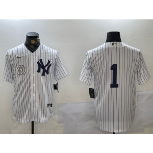 MLB Yankees 1 White Nike Cool Base Men Jersey