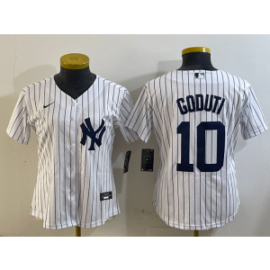 MLB Yankees 10 Goduti White Nike Cool Base Women Jersey