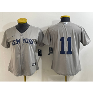 MLB Yankees 11 Anthony Volpe Grey Nike Cool Base Women Jersey