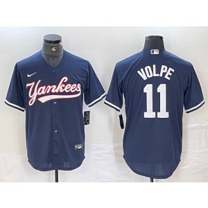 MLB Yankees 11 Anthony Volpe Navy Nike Cool Base Men Jersey