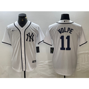 MLB Yankees 11 Anthony Volpe White Nike Cool Base Men Jersey