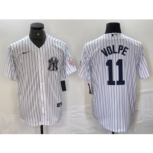 MLB Yankees 11 Anthony Volpe White Nike Cool Base Men Jersey