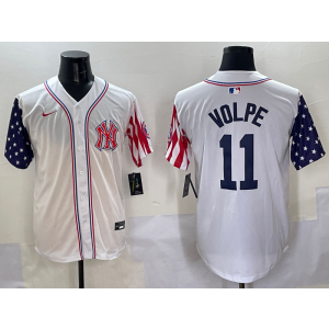 MLB Yankees 11 Anthony Volpe White USA Flag Nike Cool Base Men Jersey