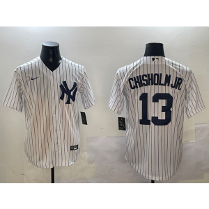 MLB Yankees 13 Chisholmjr White Nike Cool Base Men Jersey
