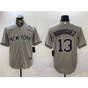 MLB Yankees 13 Rodriguez Grey 2024 World Series Nike Cool Base Men Jersey