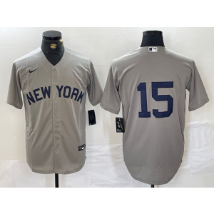 MLB Yankees 15 Grey Nike Cool Base Men Jersey