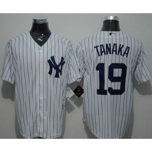 MLB Yankees 19 Masahiro Tanaka White Strip New Cool Base Men Jersey