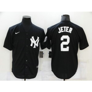 MLB Yankees 2 Derek Jeter Black 2020 Nike Cool Base Men Jersey