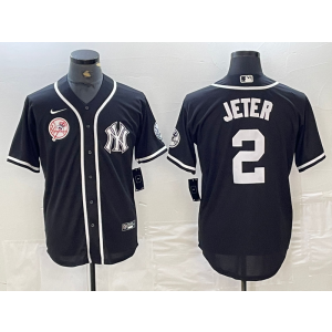 MLB Yankees 2 Derek Jeter Black Nike Cool Base Men Jersey