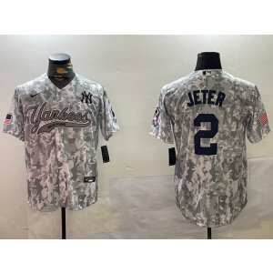 MLB Yankees 2 Derek Jeter Camo Nike Cool Base Men Jersey