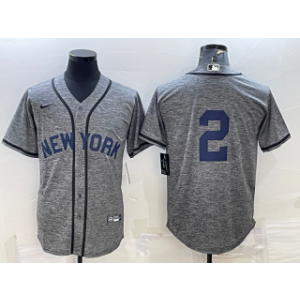 MLB Yankees 2 Derek Jeter Gray Nike Cool Base Men Jersey