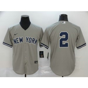 MLB Yankees 2 Derek Jeter Grey 2020 Nike Cool Base Men Jersey