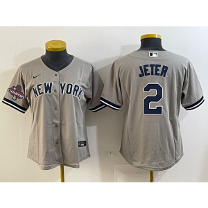 MLB Yankees 2 Derek Jeter Grey Nike Cool Base Youth Jersey
