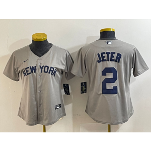 MLB Yankees 2 Derek Jeter Grey Nike Cool Base Youth Jersey