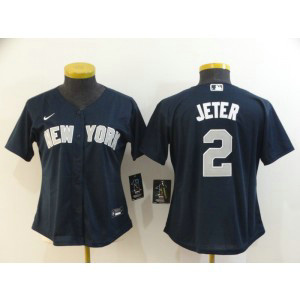 MLB Yankees 2 Derek Jeter Navy 2020 Nike Cool Base Women Jersey