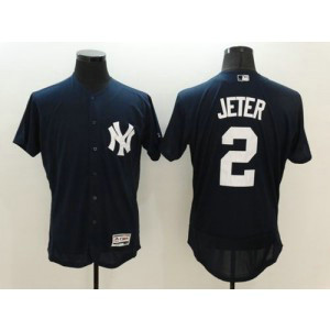 MLB Yankees 2 Derek Jeter Navy Blue Flexbase Men Jersey